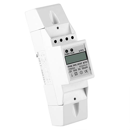 Medidor de Vatios, 120/230V CA 10-40A Contador Electrico de Riel DIN, Medidor de Energía Monofásico LCD Digital, Medidor Electrónico de KWh