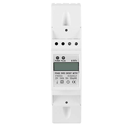 Medidor de Vatios, 120/230V CA 10-40A Contador Electrico de Riel DIN, Medidor de Energía Monofásico LCD Digital, Medidor Electrónico de KWh