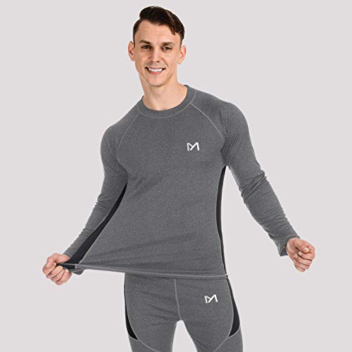 MEETYOO Conjuntos térmicos Hombre, Deportes Ropa Interior térmica Aire Libre Base Layer Thermo Function Ropa Deportiva de Invierno para Running Ciclismo Esquí (Gris, L)