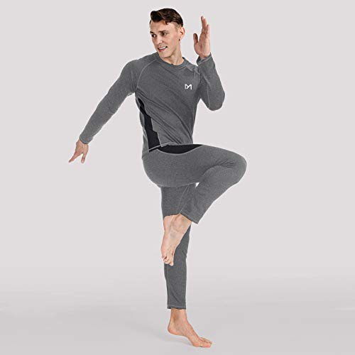 MEETYOO Conjuntos térmicos Hombre, Deportes Ropa Interior térmica Aire Libre Base Layer Thermo Function Ropa Deportiva de Invierno para Running Ciclismo Esquí (Gris, L)