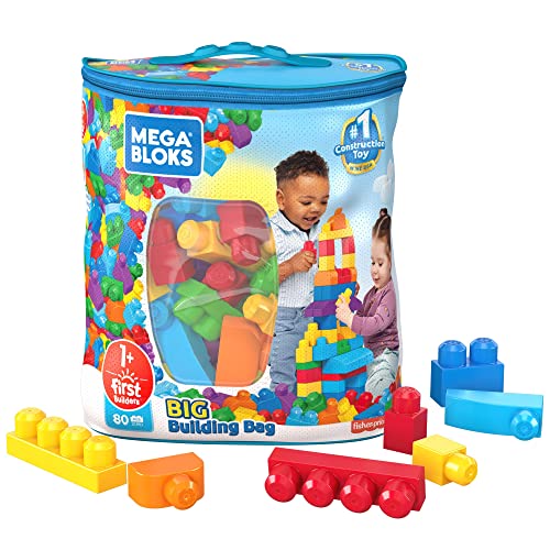 Mega Bloks Bolsa clásica con 80 bloques de construcción, juguete para bebé + 1 año Mattel DCH63)