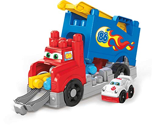 Mega Bloks Camión de carreras y construcción, juguete construcción bebé +1 año (Mattel FVJ01)