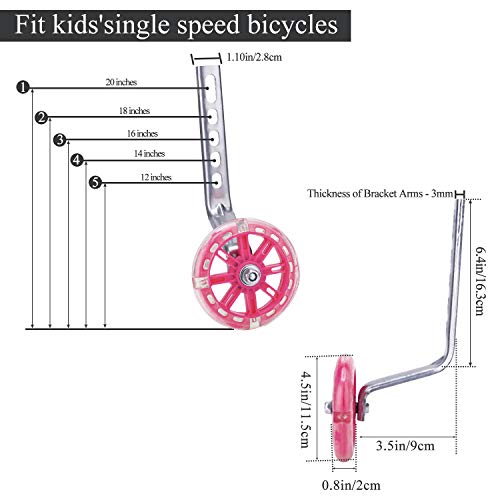 Mehomei Ruedas Estabilizadoras para Bicicleta Infantil 12 14 16 18 20 Pulgadas, Ruedas de Entrenamiento Bicicleta, Estabilizador de Bicicleta, Rosa