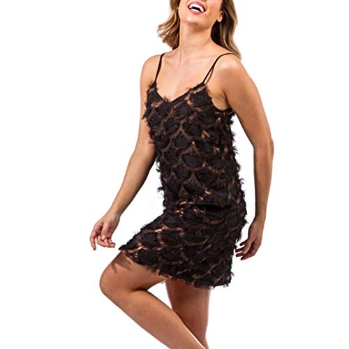 Mer's Style - Vestido Corto de Fiesta Elegante, Negro Talla L-42 Mujer