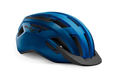 MET Casco ALLROAD CE Mate 58-61, Adultos Unisex, Azul/Negro (Multicolor), L