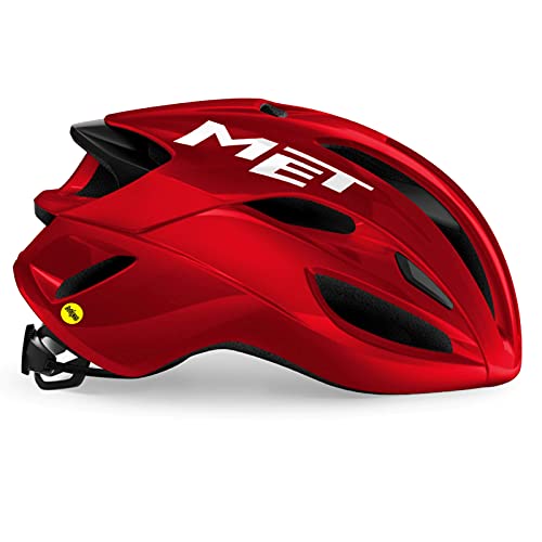 MET Casco RIVALE MIPS Rojo Metalic.Brill.T.L 58-61, Adultos Unisex, No definido, T.A