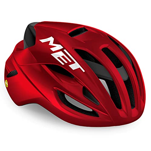 MET Casco RIVALE MIPS Rojo Metalic.Brill.T.L 58-61, Adultos Unisex, No definido, T.A