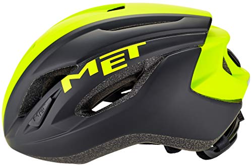 Met Casco Strale M(56-58) Ciclismo, Adultos Unisex, Multicolor (Negro Amarillo)