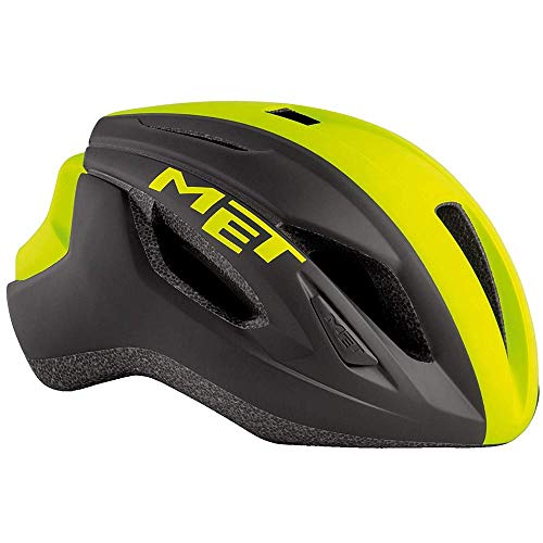 Met Casco Strale M(56-58) Ciclismo, Adultos Unisex, Multicolor (Negro Amarillo)