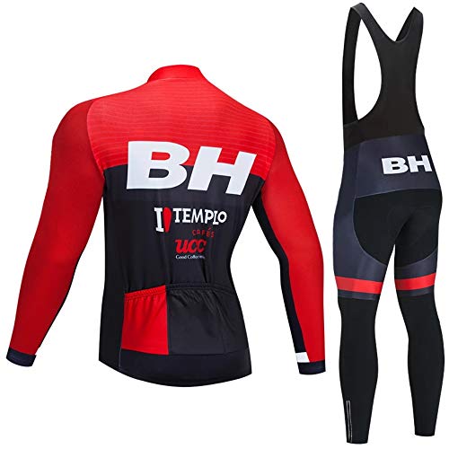 METAAN Equipo Profesional para Hombre Bicicleta MTB Bicicleta Invierno Ciclismo Térmico Jersey De Manga Larga Y Pantalón con Tirantes Conjunto De Traje con 3 Bolsillos