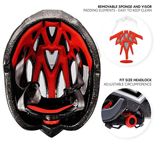 meteor Casco Bicicleta - Helmet Ciclismo para Jóvenes y Adulto Bicicleta Patineta Skate Patines Monopatines - Bici Accesorios - El diseño Ligero - Muchos Patrones - Marven