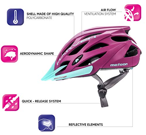 meteor Casco Bicicleta - Helmet Ciclismo para Jóvenes y Adulto Bicicleta Patineta Skate Patines Monopatines - Bici Accesorios - El diseño Ligero - Muchos Patrones - Marven