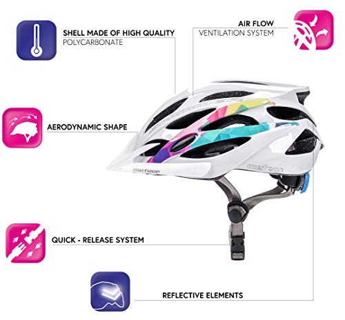 meteor® Casco Bicicleta Helmet de Bici para Jovenes y Adultos Helmet Ciclismo Patineta Skate Patines Monopatines Bici Accesorios El diseño Ligero Muchos Patrones Shimmer