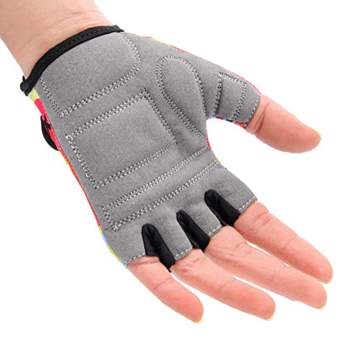 meteor Guantes de Ciclismo niñas y niños - Guantes Bicicleta para Infantil MTB BMX Carretera Montaña sin Dedos (M ~7-7,5cm, Monsters)