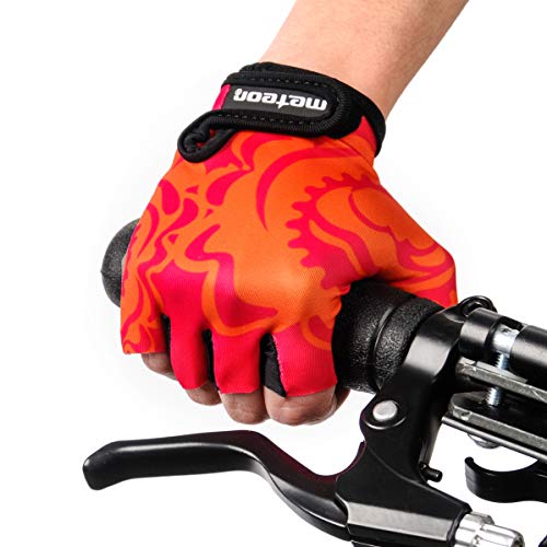 meteor Guantes de Ciclismo niñas y niños - Guantes Bicicleta para Infantil MTB BMX Carretera Montaña sin Dedos (XS ~6-6,5cm, Big Flower)