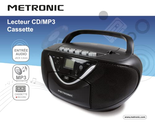 Metronic 477131 - Radio CD / MP3 cassette, negro