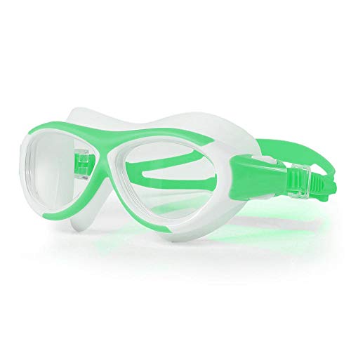 MHP - Gafas de natación para niños (Montura Grande, Impermeables, a Prueba de Niebla, Alta definición, para natación), Verde