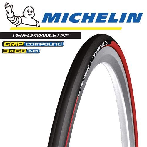 Michelin Neumático De Bicicleta Unisex, Color Negro/Rojo, 0123L3R