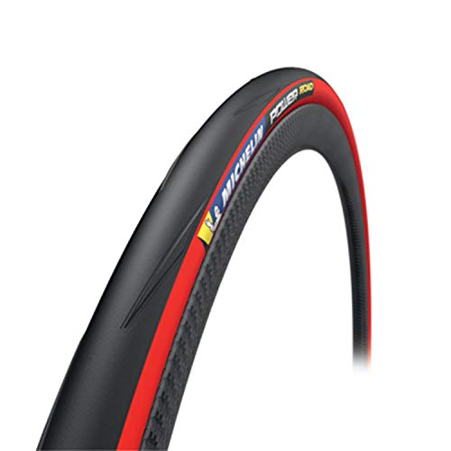 Michelin Pneu 700x25 Power Road Noir/Rouge Cubierta, Unisex Adulto, 700X25C