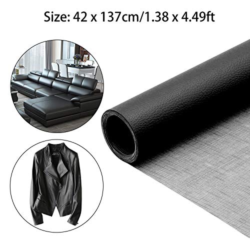 Migaven 1 Rollo de Cinta Autoadhesiva de Reparación de Cuero PU Parche de Primeros Auxilios para Sofá, Asiento de Coche, Muebles, Chaquetas, Bolso de 42X137 cm Negro