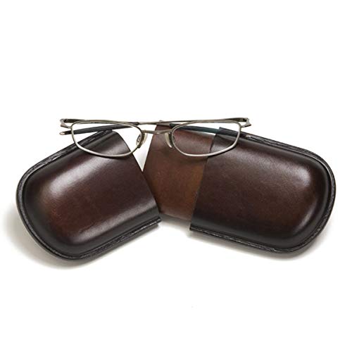 Mika 28071302 – Funda para Gafas de Piel auténtica, Funda Redonda para Gafas y Gafas de Sol, para Hombre y Mujer, Color marrón, Funda para Gafas de Sol Aprox. 18 x 8 x 4 cm