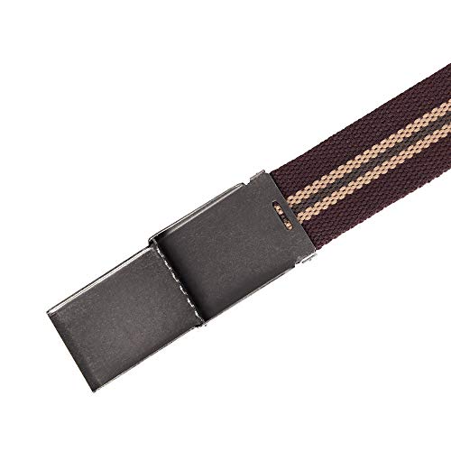 Mile High Life Cinturón de tela de lona Ajustable Hebilla de níquel plateada cepillada (Marrón Caqui)