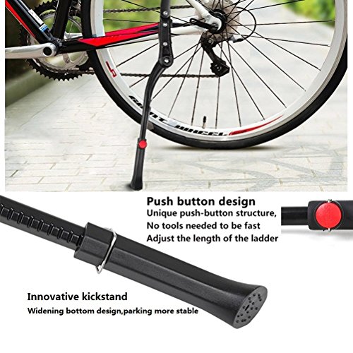 MINGZE Pata de Cabra para Bicicleta, Aleación de Aluminio Ajustable Kickstand de Bicicleta, Mountain Bike se Adapta a 24-28 Pulgadas Bicicletas