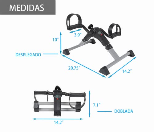 Mini Bicicleta Estática Plegable - Pedales Estáticos Ejercicio - Aparato de Ejercicio en Casa - Máquina Pedalear Manos y Piernas - Nueva Version (PLATA MINI BICI)