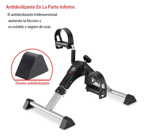 Mini Bicicleta Estática Plegable - Pedales Estáticos Ejercicio - Aparato de Ejercicio en Casa - Máquina Pedalear Manos y Piernas - Nueva Version (PLATA MINI BICI)