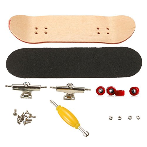Mini Diapasón, Patineta de Dedos Profesional Maple Wood DIY Assembly Skate Boarding Toy Juegos de Deportes Regalo para Niños (Rojo)