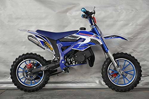 Mini Pitbike con motor de 49cc de 2 tiempos, XTM TEAM cross. Mini dirt bike. Moto de mini cross (Azul)