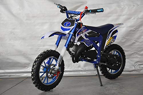 Mini Pitbike con motor de 49cc de 2 tiempos, XTM TEAM cross. Mini dirt bike. Moto de mini cross (Azul)