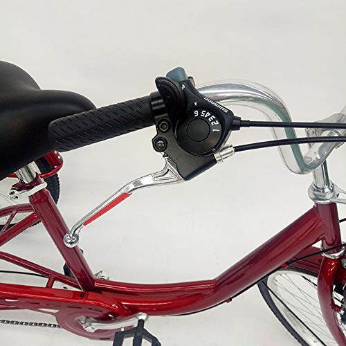 MINUS ONE Triciclo para Adultos Adulto Triciclo Bicicleta con 3 Ruedas Senior Wheel Cargo Bicicleta 24" Shimano 6-Speed Shifter con luz, Rojo