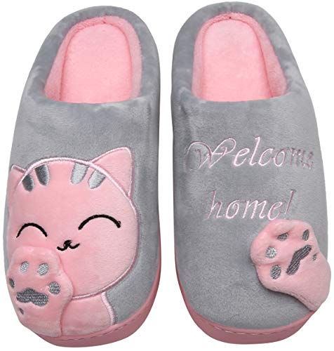 Mishansha Hombre Mujer Zapatillas de Casa para Invierno Otoño, con Forro de Felpa y Suela Dura, Cómodas/Blanditas/Mulliditas y Calentitas(048 Gris, 39/40 EU - Tamaño del Fabricante: 40/41 CN)