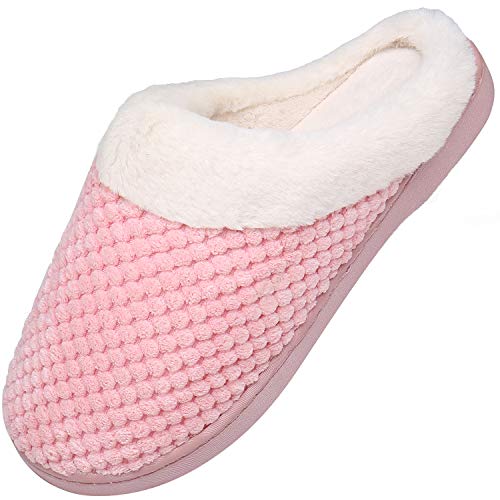 Mishansha Hombre Zapatillas Casa Invierno de Espuma Viscoelástica Antideslizantes CáLido Pantuflas Mujer de Interior y Exterior Rosado, Gr.38/39 EU