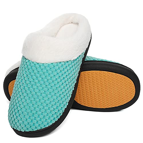 Mishansha Zapatillas de Estar Mujer Invierno Zapatillas Casa de Espuma Viscoelástica CáLido Antideslizantes Pantuflas de Interior y Exterior Verde 41