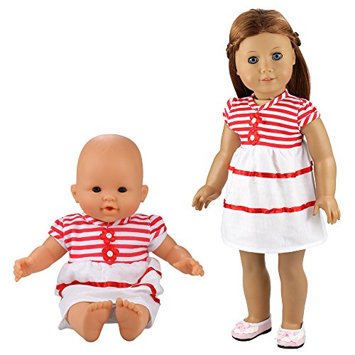 Miunana Vestidos Muñecas Verano Casual Ropas Fashion para 14- 18 Pulgadas Muñeca bebé 35 -45 cm Doll 18 Pulgadas American Girl Doll (5x Vestidos Muñeca)