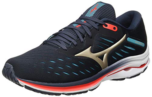 Mizuno Wave Rider 24, Zapatillas Hombre, Indian Platinum Blue Cover Black, 44.5 EU