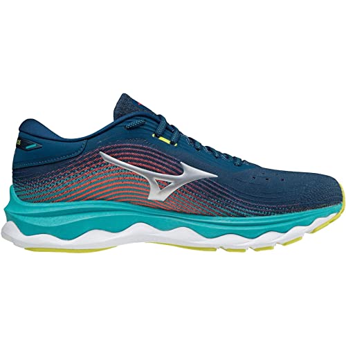 Mizuno Wave Sky 5, Zapatillas de Running Hombre, GibraltarSea/Silver/IgnitionRed, 46 EU