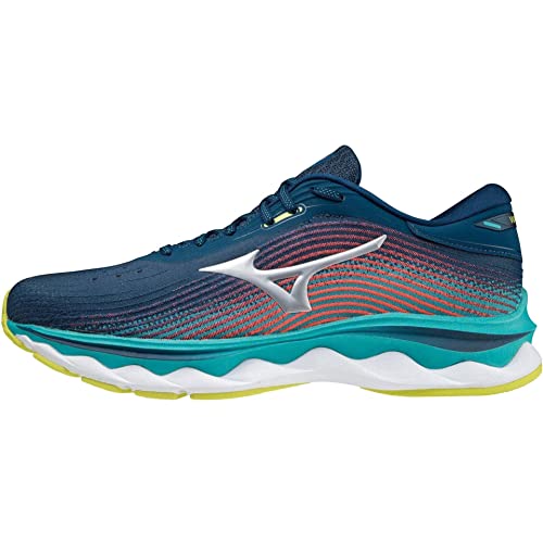 Mizuno Wave Sky 5, Zapatillas de Running Hombre, GibraltarSea/Silver/IgnitionRed, 46 EU