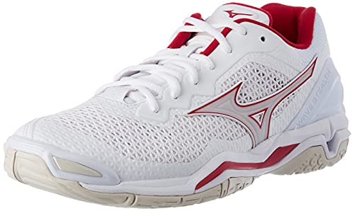 Mizuno Wave Stealth V, Zapatillas Mujer, Wht Whtsand/Persianred, 39 EU