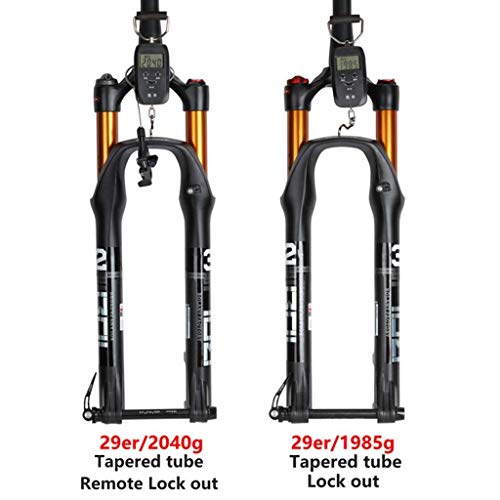 MJCDNB Horquilla de suspensión de Bicicleta MTB Air, Horquilla de suspensión de Bicicleta de 26/27,5/29 Pulgadas, Cono de 1-1/2", Eje pasante de 15mm, Carrera de Freno de Disco de 120mm