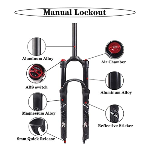 MJCDNB Horquillas de suspensión neumática MTB 26/27,5/29 Pulgadas, Rueda 1-1/8, Freno de Disco, Horquilla Delantera, Bicicleta de montaña, Recorrido de 120 mm