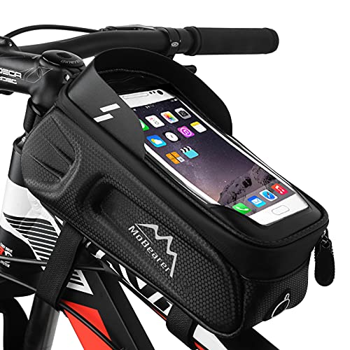 MoBearer Bolsa Bicicleta Cuadro Impermeable con Soporte para Teléfono, Accesorios para Bicicleta con Pantalla táctil, Visera y Almacenamiento,para teléfonos Inteligente de Menos de 6,8pulgadas