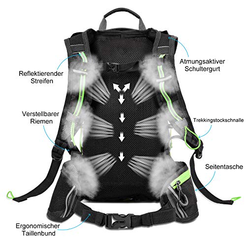 Mochila de ciclismo impermeable, Mochila de bicicleta plegable, transpirable y liviana, paquete de hidratación con bolsillo en la cintura para deportes al aire libre, montañismo que viaja 10L