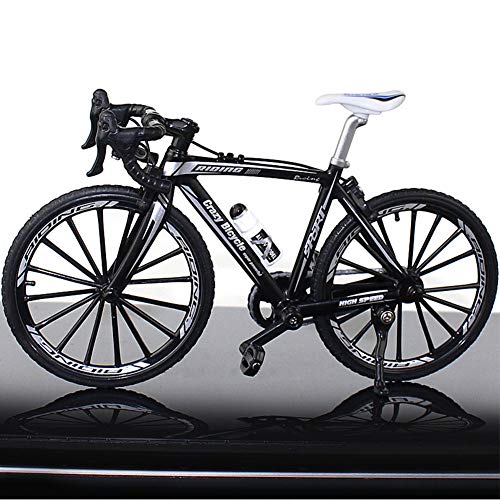 Modelo de bicicleta, modelo de bicicleta de montaña, bicicleta de carreras de aleación en miniatura, juguete de metal fundido a presión, adornos para los amantes de la bicicleta (negro)
