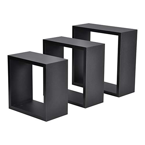 Modul'Home 6RAN789BC - Estantería con Forma de Cubo (Tablero DM, 11,8 x 30 x 30 cm), Tablero/Madera DM, Negro, 3 Tallas 23 cm/26,5 cm/30 cm