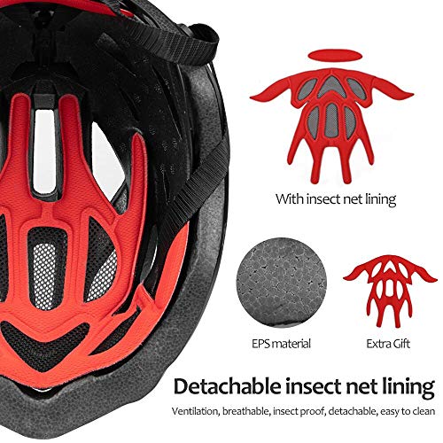 MOKFIRE Casco de Adulto para Bicicleta con luz USB Recargable, Casco de Bicicleta para Hombre y Mujer Bicicleta de Carretera y de montaña 57-62 CM