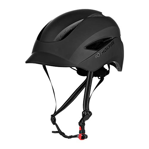 MOKFIRE Casco de Bicicleta para Adultos con luz de Seguridad Recargable USB y Correa reflectora, Casco de Bicicleta Urbano CPSC y Certificado CE para Adultos Hombres/Mujeres 57-61 cm