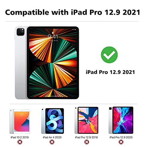 MoKo Funda Compatible con iPad Pro 12.9 2021 Tableta, Inteligente Trasera Transparente Ultra Delgado Función de Soporte Protectora Plegable Cubierta, Azul Claro